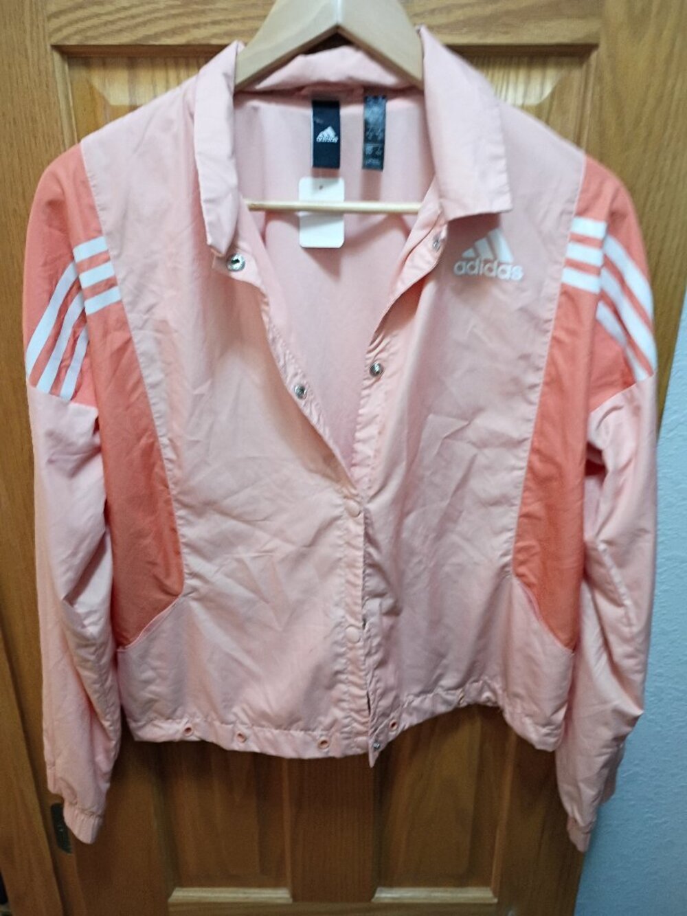 Adidas Women's Snap-Front Lightweight Athletic Jacket Peach
